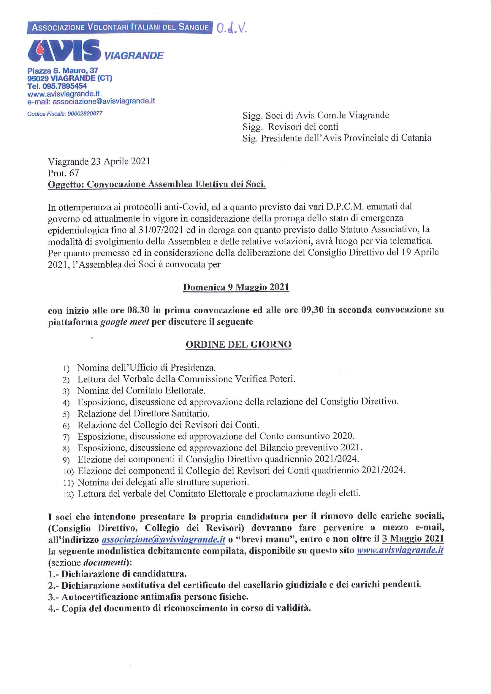 Lettera di convocazione 1